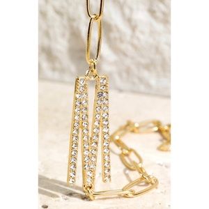 Pave crystal initial bracelet